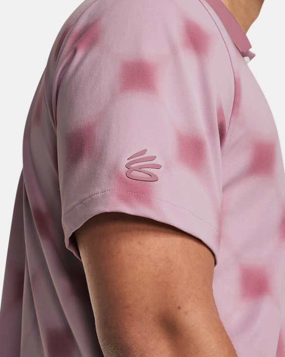 Men's Curry Printed Polo in Pink image number 3